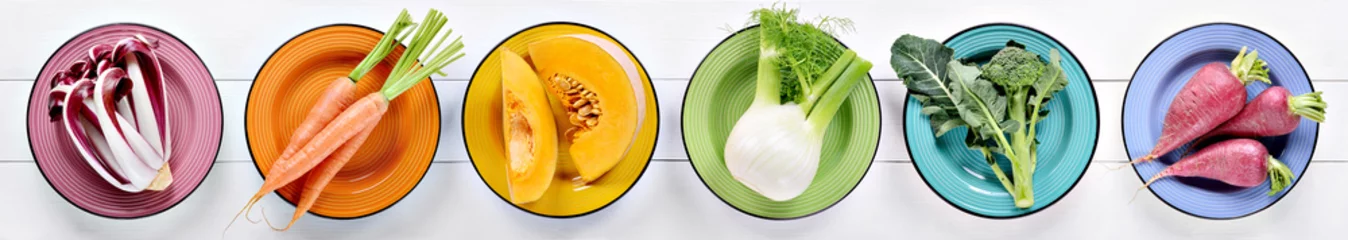 Crédence de cuisine en verre imprimé Légumes Collection de légumes colorés
