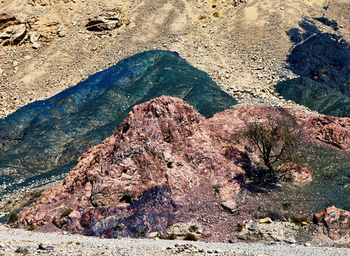 Multicolored mountains in the south of the Negev desert, Israel