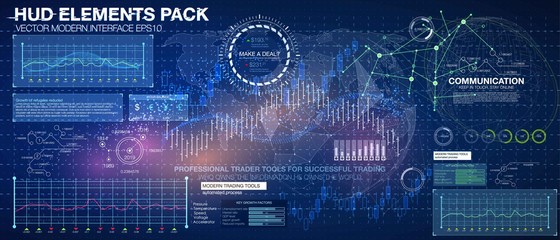 Set graphs and charts. Statistic and data, information infographic. HUD background outer space. infographic elements. futuristic user interface. Business abstract background