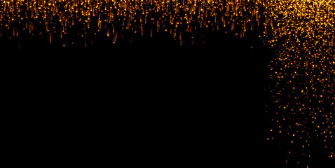 waterfalls of golden glitter sparkle bubbles champagne particles stars on black background,happy new year holiday © donfiore