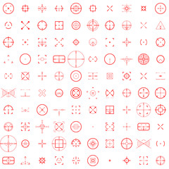 Round and square crosshairs for video games and applications. Vector illustrator big set