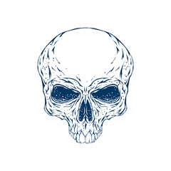 cranium skull isolated on white background. HIPSTER skull tatoo print for t-shirt. Vector art for poster.