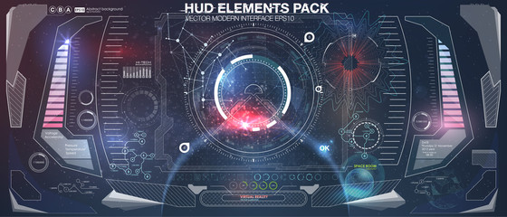 Set graphs and charts. Statistic and data, information infographic. HUD background outer space. infographic elements.