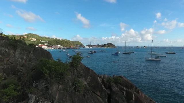 Aerial beautiful Caribbean Sean and rocks freedom 