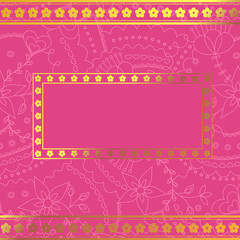 Pink background with golden frame