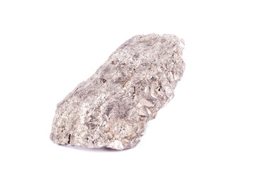 Macro mineral stone Pyrite gold on white background
