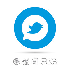 Obraz premium Bird sign icon. Social media symbol.