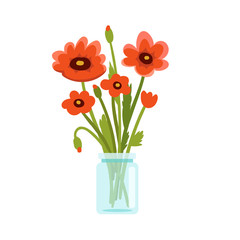 Poppy flowers in a jar
