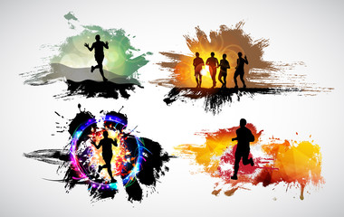 Silhouette of marathon runner