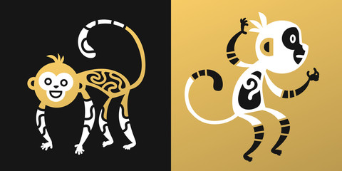monkey vector illustration chinese style