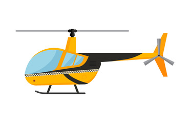Yellow taxi helicopter vector illustration air transport flight fly landing pilot isolated propeller symbol icon passenger business object service © Vectorvstocker