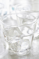 Water with ice in a glass