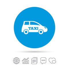 Taxi car sign icon. Hatchback symbol.