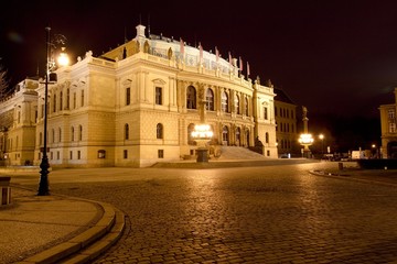 Fototapeta na wymiar Night view of Rudolfinum, Prague, Czech Republic