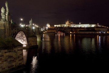 Fototapeta na wymiar Prague Castle and Charles Bridge in Prague, Czech Republic