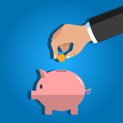 Moneybox. Pig. Vector, isolated.