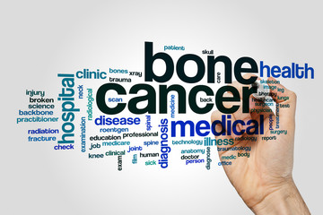 Bone cancer word cloud concept on grey background