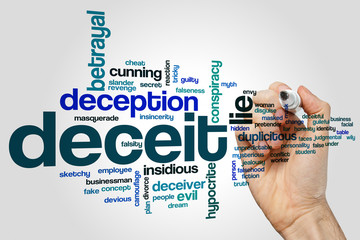 Fototapeta premium Deceit word cloud concept on grey background