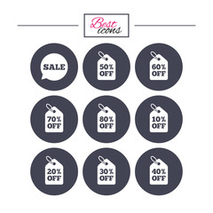 Fototapeta premium Sale discounts icons. Special offer signs.