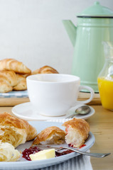 Continental Breakfast Setting on Light Wood Table