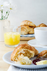 Continental Breakfast with Croissants, Coffee and Orange Juice