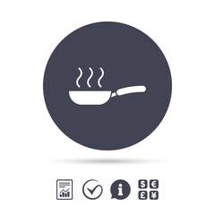 Frying pan sign icon. Fry or roast food symbol.