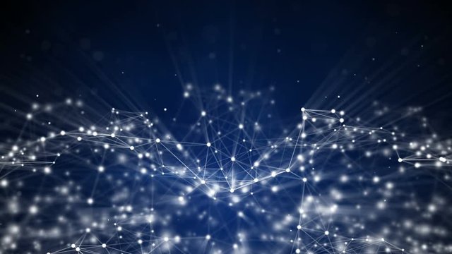 Blue glowing network shape. Computer generated abstract seamless loop smooth animation. 4k (4096x2304)
