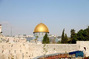 Obraz premium Gold Islamic church, cover poklonninya Islamic mosque in Jerusalem