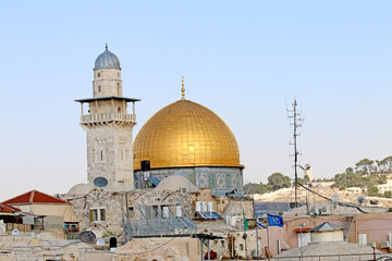 Gold Building cover poklonninya Islamic mosque in Jerusalem
