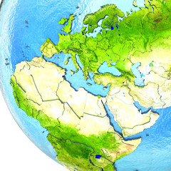 EMEA region on model of Earth