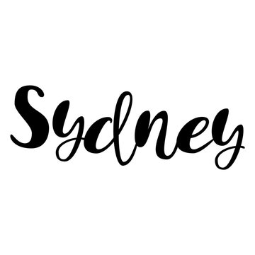 Female name - Sydney. Lettering design. Handwritten typography. Vector