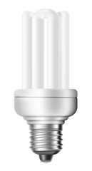 Fluorescent energy saving light bulb isolated on white background. 3D illustration.