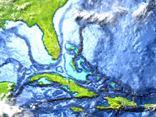 North Caribbean on Earth - visible ocean floor