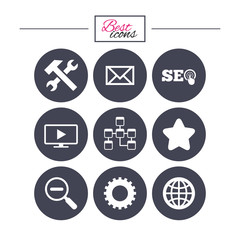Internet, seo icons. Repair, database and star.