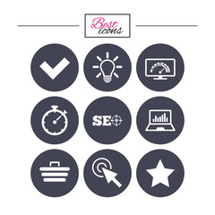 Internet, seo icons. Bandwidth speed sign.