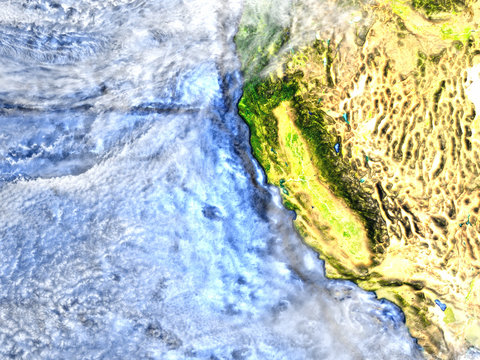 Central USA on Earth - visible ocean floor