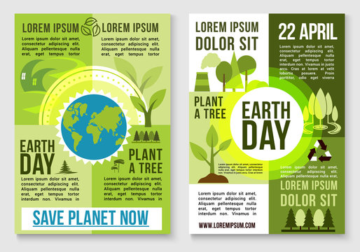 Save earth nature and plant tree vector templates