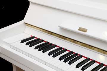 Close-up piano, white and black keyboard