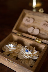 Wedding rings in cute wooden box