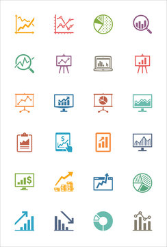 Business Graphs & Charts Icons - Colored Series