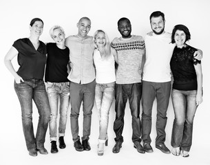 Obraz premium Happiness group of people huddle and smiling together