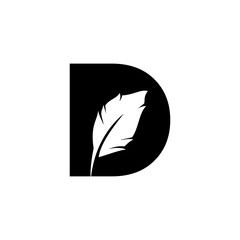 D letter with quill stock logo design