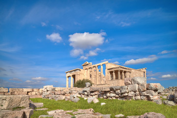 Erechtheion temple Acropolis, Athens, Greece, with famous Caryatides