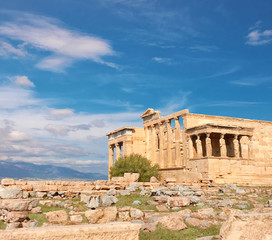 Erechtheion temple Acropolis, Athens, Greece, panoramic image