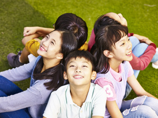 group of asian elementrary schoolchildren