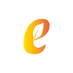 e letter with quill stock logo design