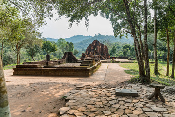 Fototapeta na wymiar My Son Sanctuary in Central Vietnam, ruin of the temple in the My Son complex.