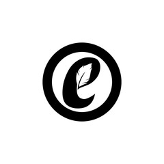 e letter with quill stock logo design