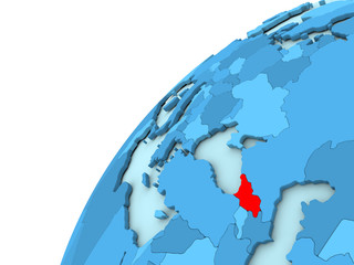 Georgia in red on blue globe