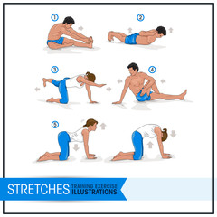 Training Exercise Vector Illustrations - Stretches - 140725543